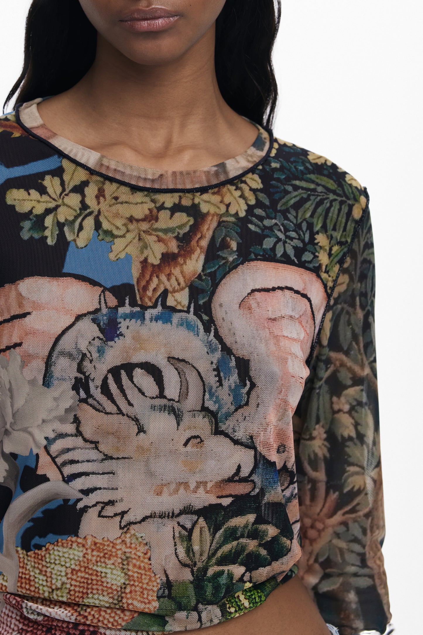 DESIGUAL Női hosszú ujjú póló, fekete