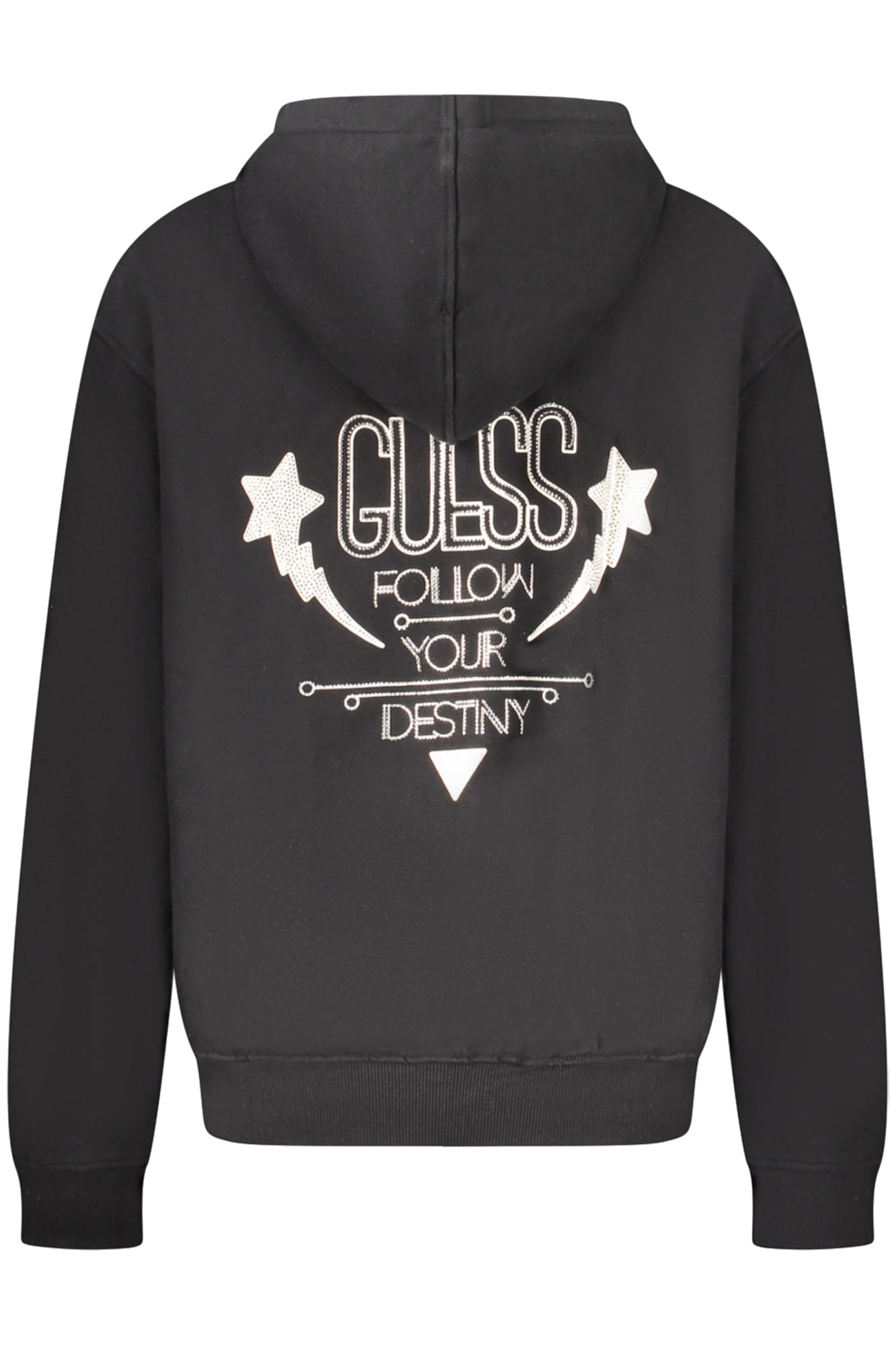 GUESS JEANS PULÓPÓL CIPZZÁR NÉLKÜL, FEKETE