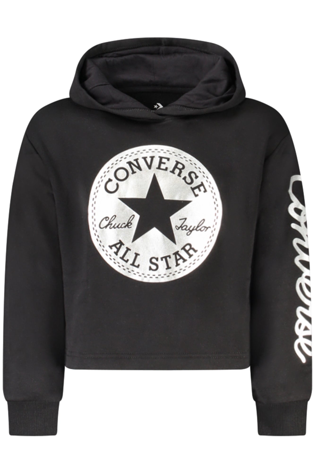 Converse lányka cipzáras kapucnis pulóver, fekete