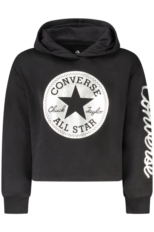 Converse lányka cipzáras kapucnis pulóver, fekete