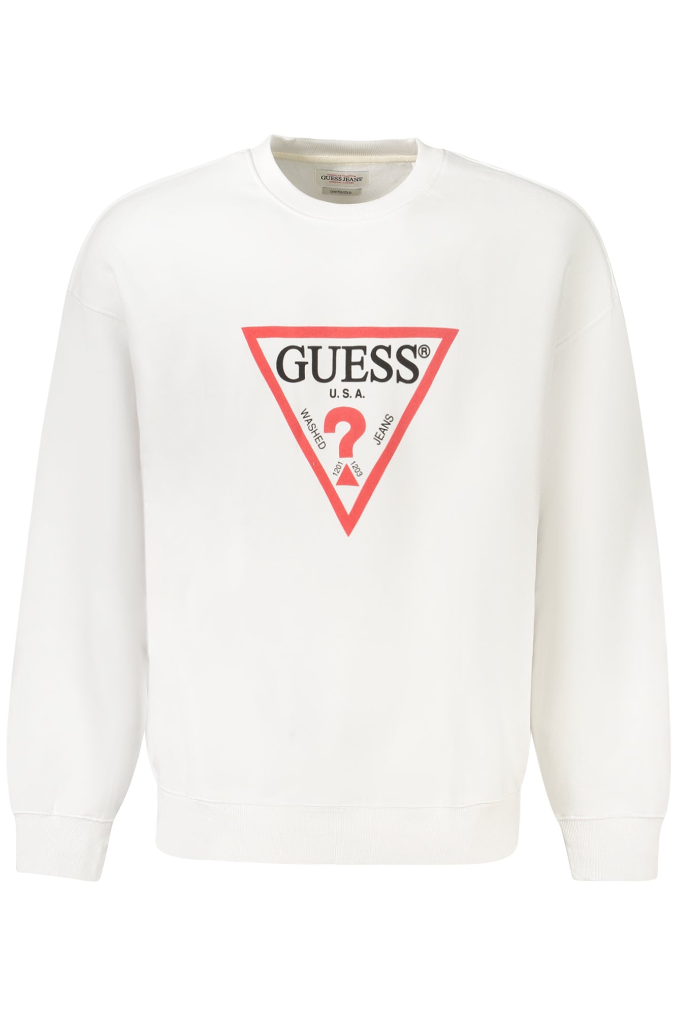 GUESS JEANS CIPZÁR NÉLKÜLI FÉRFI PULÓVER FEHÉR
