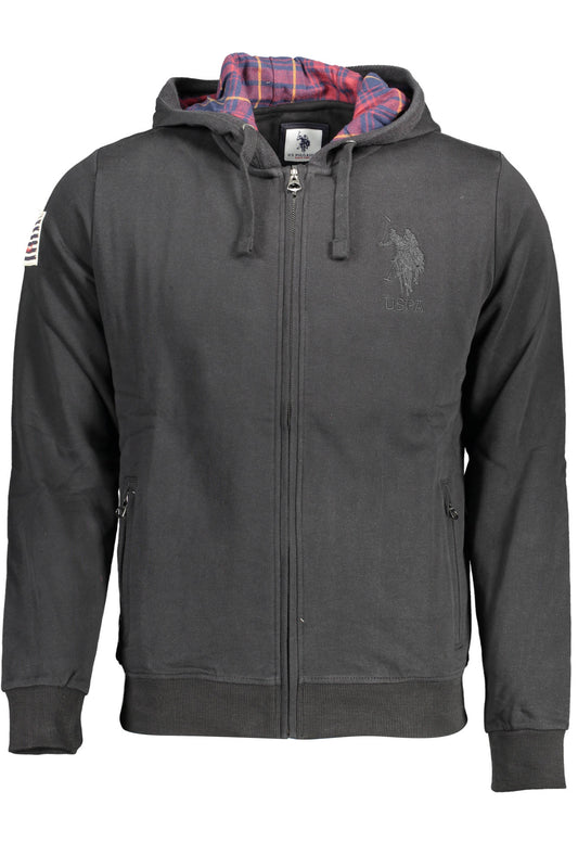 US POLO ASSN. FÉRFI FEKETE CIPZÁROS PULÓVER